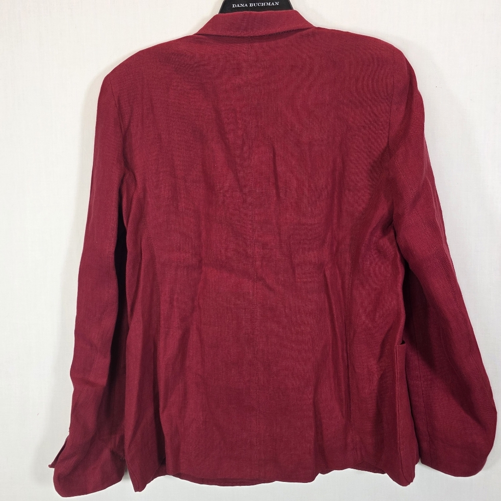 NWT Weekend Max Mara Ofidio 100% Linen Blazer Jacket Bordeaux Red Size 12 - Picture 5 of 10